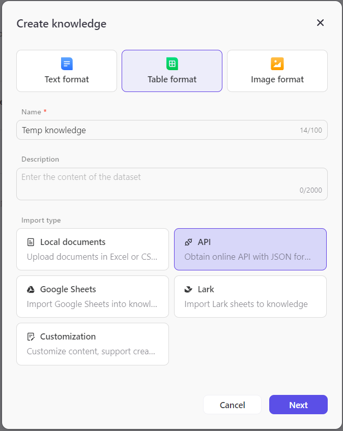 製作一個包含 API 知識的表格